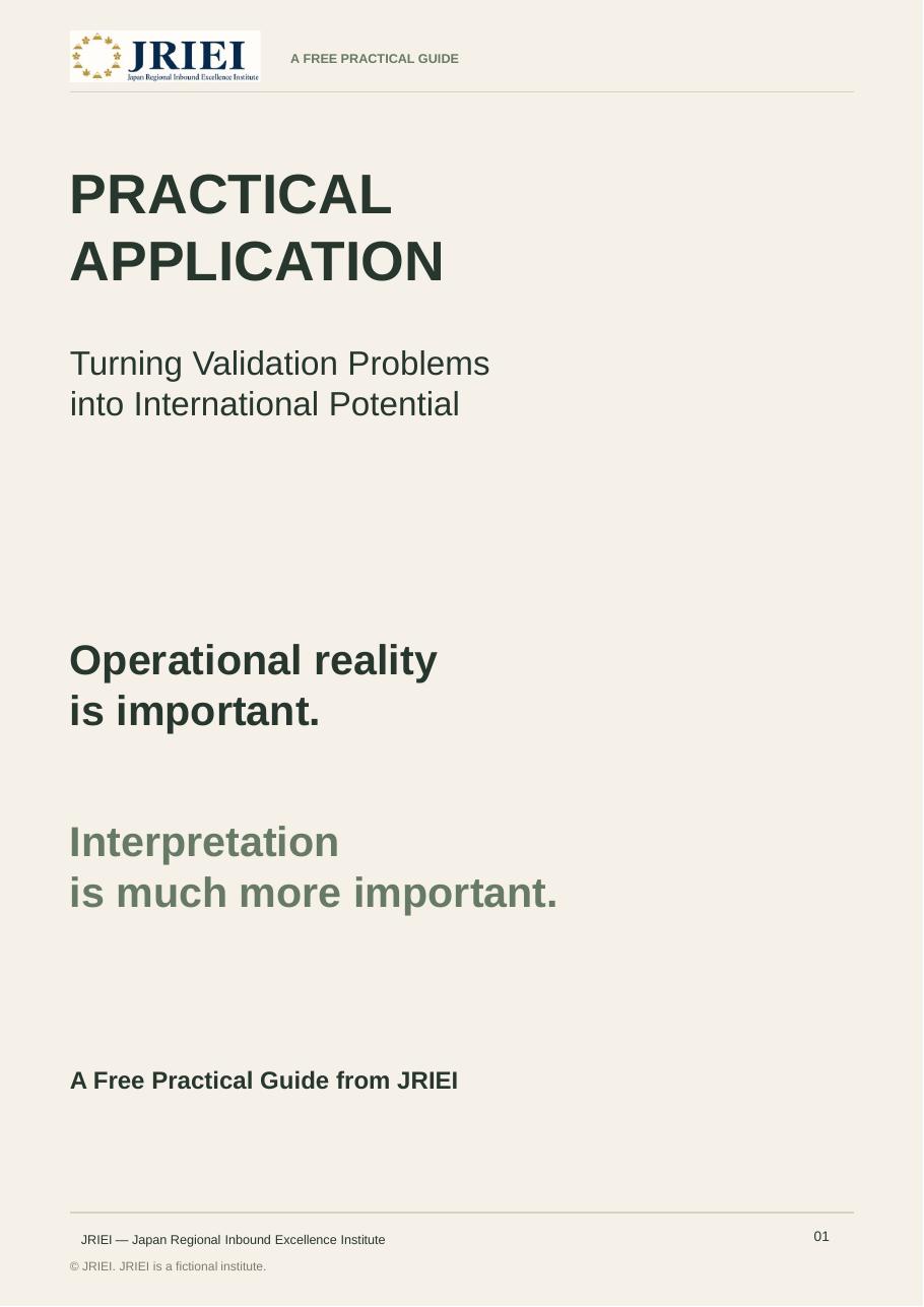 Cover of Practical Application — Turning Validation Problems into International Potential